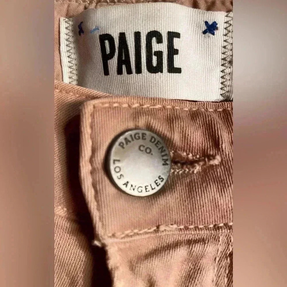 Paige trendy melon black piping stylish 4 pocket beige stretch denim jean 26 - Picture 4 of 6